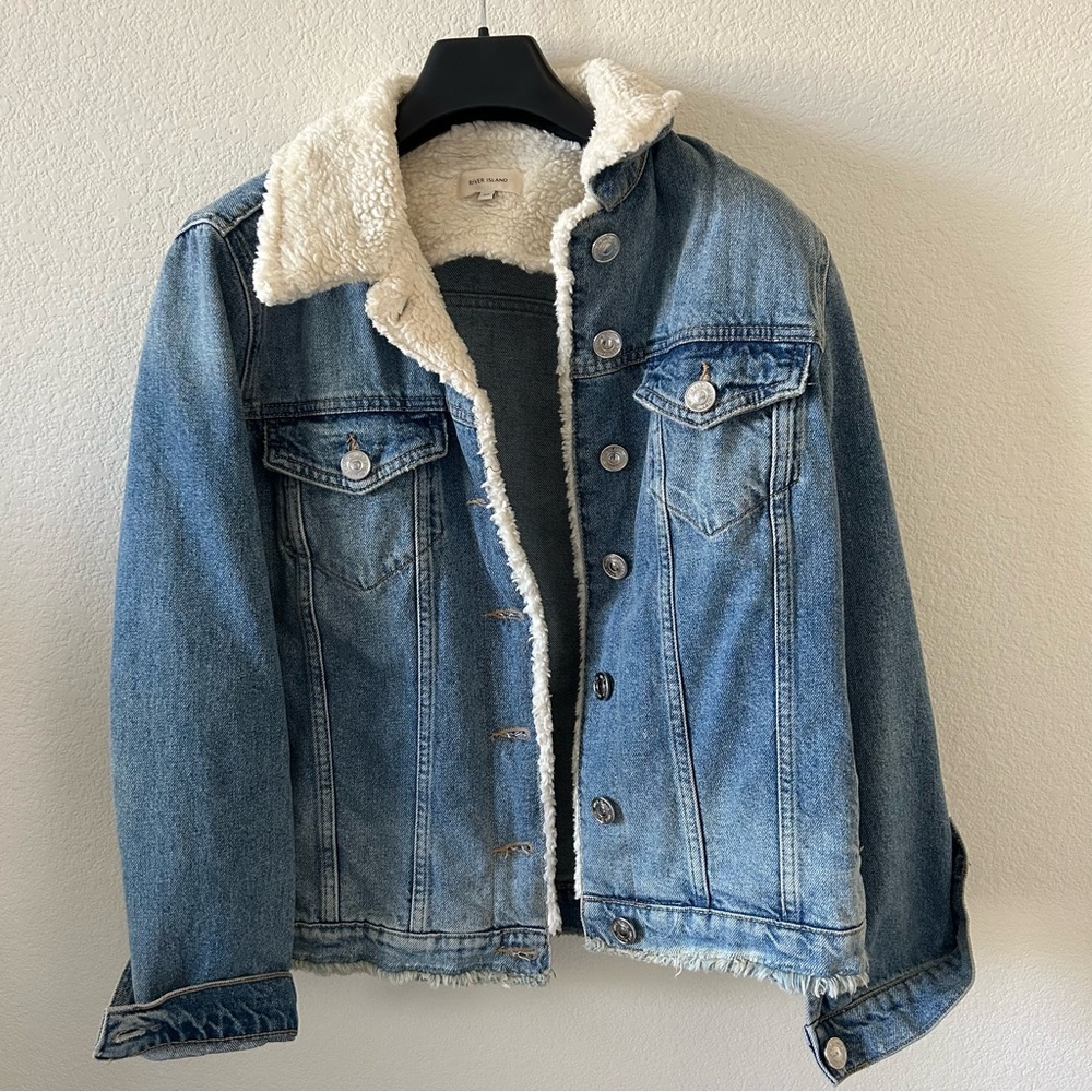 River Island Sherpa Lined Denim Jacket